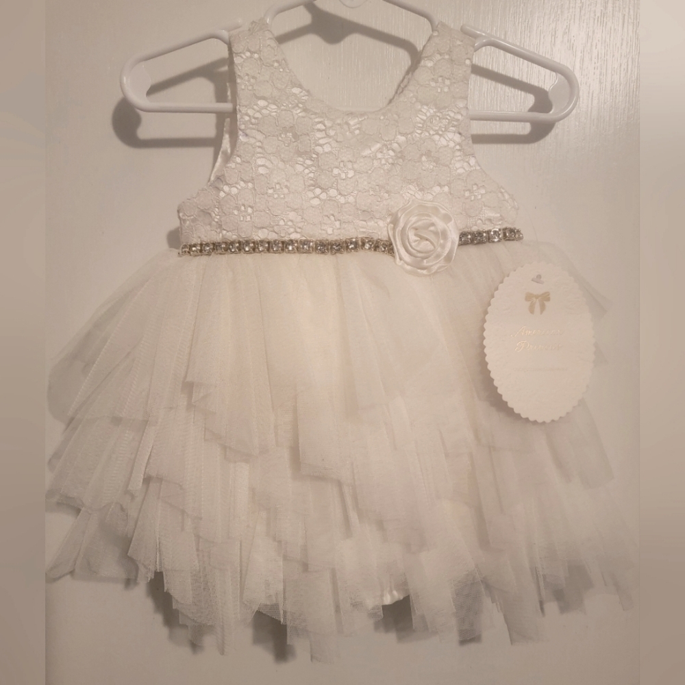Baby girl formal, baptism, flower girl, birthday, floral ivory dress 9 months